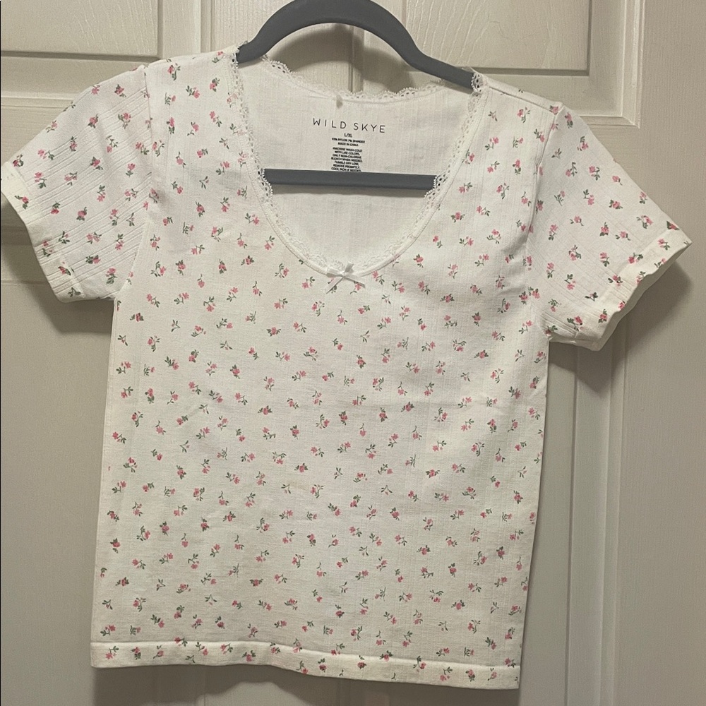 Wild Skye Floral White Crop Top